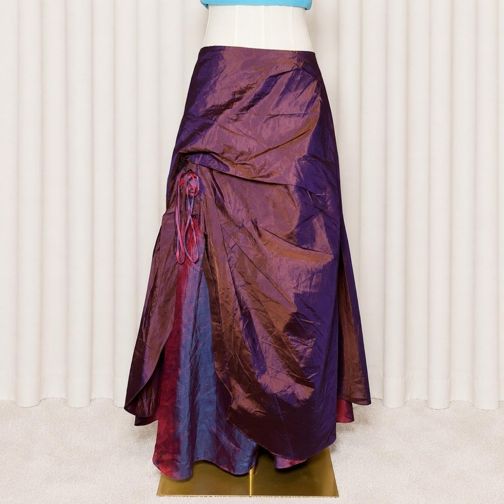 Y2K iridescent fairycore wrap maxi skirt